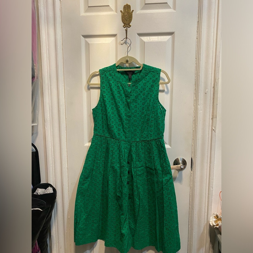 Brand new J.crew green eyelet dress with pockets